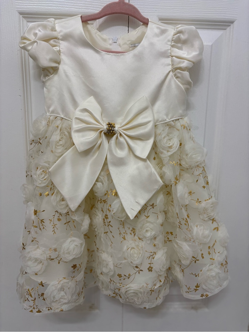 Ivory Floral Bow Girl's Dress